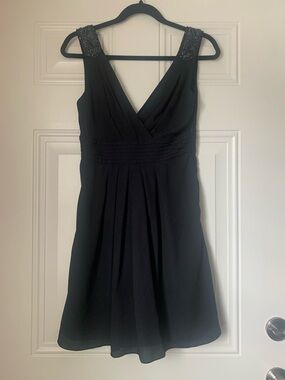 Esley Black V-Neck Beaded Strap Cocktail Dress Size M
